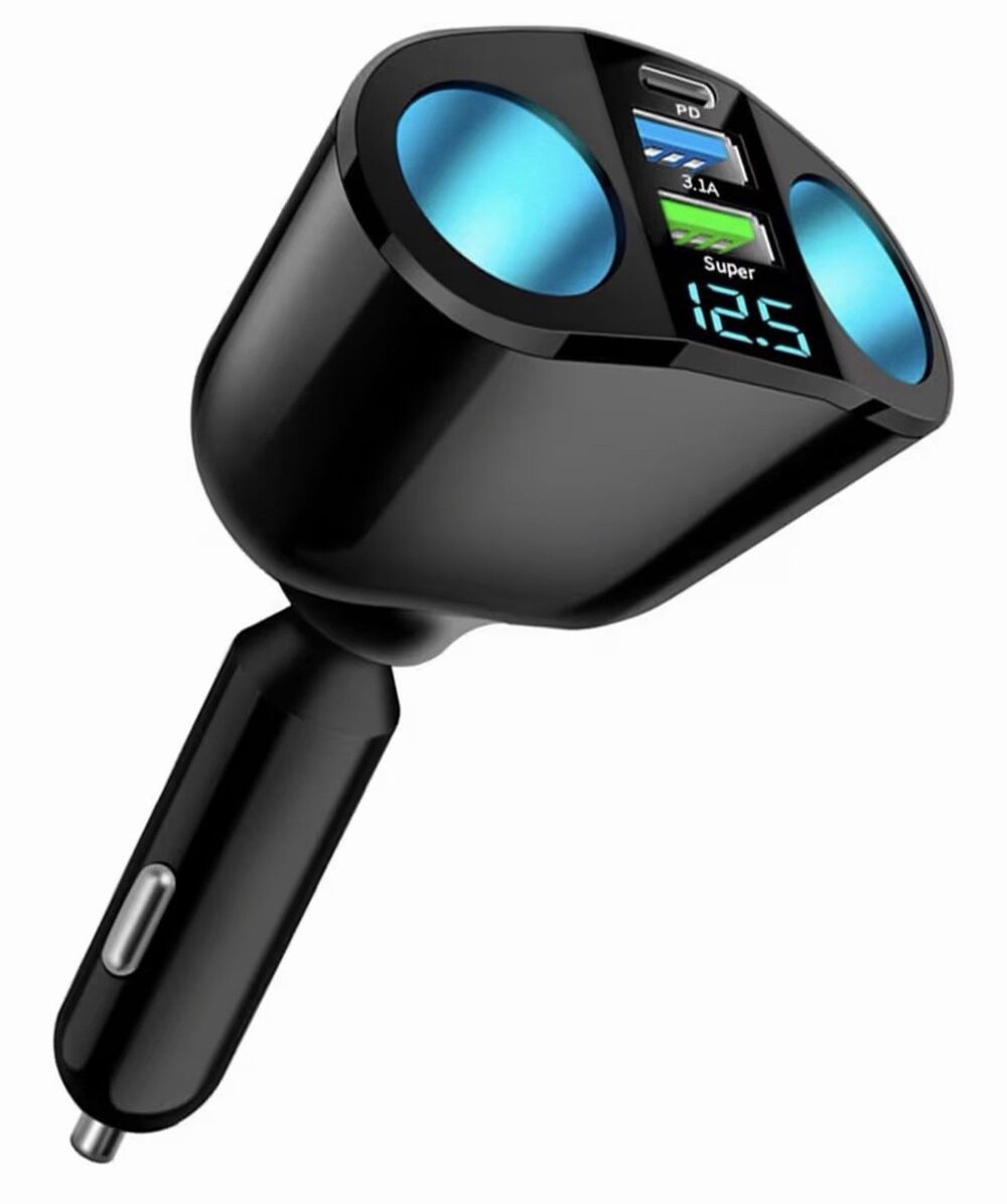 M7 3 Port 2xUSB 1xUSB-C 360 degree rotary 12V Car charger New In Box